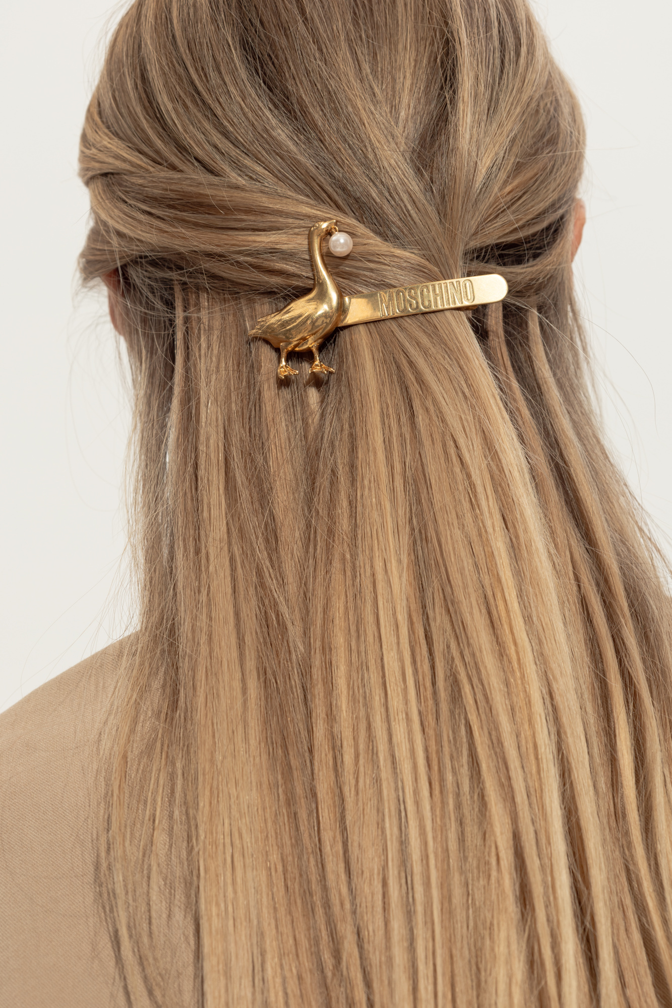Gold Hair clip with engraved logo Moschino - Vitkac Italy